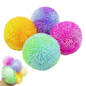 TPR Flashing Hairy Puffer <b>Ball</b> Flashing <b>LED</b> Puffer <b>Ball</b> Party Favor Toys Soft <b>Ball</b> - Product Image 1