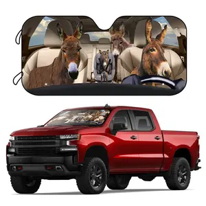 Horse Car Sun Shade With 4 Free Suction Cups for Front Windshield Funny Animal Curtain Sun Visor Fits Windshields of Most Sizes