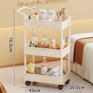 Chariot de rangement multi-niveaux en plastique blanc pour outils de beauté, organisateur pour salon de manucure, cuisine, salle de bain, petit espace domestique - Product Image 5