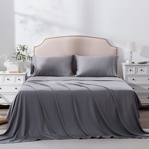 100% fogli di bambù Set di lenzuola e federa Queen Size Set di lenzuola da 4 pezzi di raffreddamento grigio - Product Image 1