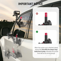 Support de fixation rapide en alliage d'aluminium à triple ventouse NEEWER CA065 avec bras magique, adaptateur pour caméra d'action, système de montage pour voiture