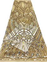 NI.AI Nouveaux Tissus Textiles Style Perlé Dentelle Filetée à Paillettes pour Robes de Mariage