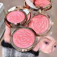 Vente en gros de fards à joues et illuminateurs 3D à effet rose en relief, brillants et lumineux, pour le maquillage du visage, en format compact, prix de gros