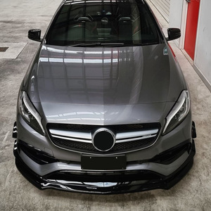 Amp-Z Front Lip <b>Splitter</b> For Mercedes-Benz A-Class W176 A200 A260 A45 AMG 2013-2018 Piano Black Carbon Fiber Texture - Product Image 3