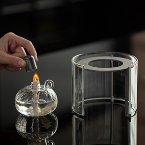 Estufa de alcohol de vidrio Wuxi Hall con mango, calentador de té circular para la ceremonia del té al estilo chino - Product Image 4