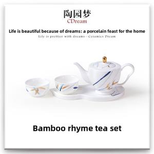 ชุดน้ำชาสำหรับใช้ในบ้าน ดีไซน์เรียบง่าย ทันสมัย วาดลายด้วยมือ เซรามิกคุณภาพสูง สไตล์จีน เหมาะเป็นของขวัญแต่งงาน ชุดดื่มชา ทำความสะอาดง่าย - Product Image 2
