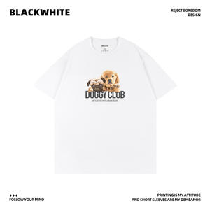 Camiseta con estampado de perro Doggy Club, camiseta informal transpirable 100% algodón unisex Q99 - Product Image 3