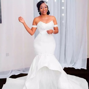 Off Shoulder Mermaid Wedding Dress <b>White</b> <b>Lace</b> Sweetheart Neckline Natural Waistline For African Brides - Product Image 1