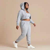 Vêtements pour Femme Mode Jogger Manches Longues Nude Pantalon de Survêtement et Sweat à Capuche Ensemble Épais Polaire 3 Pièces Ensemble