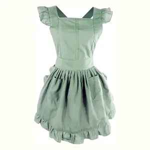 Thời Trang Tùy Chỉnh Chất Lượng Cao Ruffles Dress Phụ Nữ Tạp Dề Quan Hệ Dài Đối Với Trang Chủ