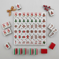 Faible MOQ, Mahjong américain moderne, Tuiles de Mahjong gravées en acrylique à 4 couches, motif Red Multi Sunset Dogs, format voyage, pour Noël