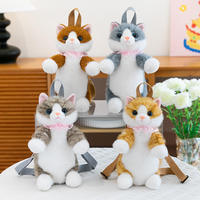 Sac à dos en peluche chat personnalisé OEM, vente en gros, sac en peluche chaton réaliste, sac à bandoulière mignon pour enfants avec col en dentelle, cadeau, approvisionnement en vrac