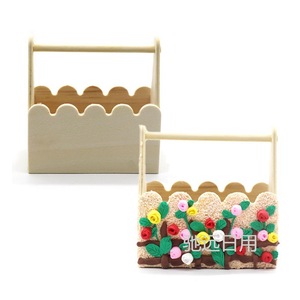 Wooden <b>Basket</b> Diy Craft Kit For Children Age 4 6 Years Old Home Decoration With Clay Flowers Model Toy - Product Image 2