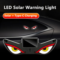 Lumière décorative solaire sans fil LED pour voiture, motif œil de démon, lumière d'avertissement triangulaire pour vitre arrière, lumière d'ambiance amusante rechargeable pour voiture