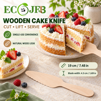 Coupe-gâteau et pelle à gâteau en bois de 7,48 pouces, emballés individuellement, emballage Kraft OEM sous marque privée pour détaillants, importateurs, grossistes