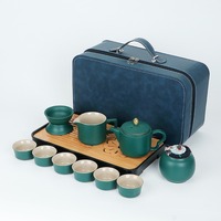 Service à thé Kung Fu en céramique 12 pièces, 1 théière 6 tasses, gravure de logo, pour camping en extérieur