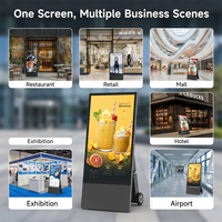 Pantalla LCD Portátil para Menús Digitales en Exteriores, con Ruedas, Animación y Señalización para Restaurantes y Tiendas Minoristas