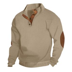 Sudadera con Capucha de Punto Vintage Y2K para Hombre 2025 - Cuello Alto, Parches en los Codos, Estilo Casual, Retro, Urbano - Product Image 3