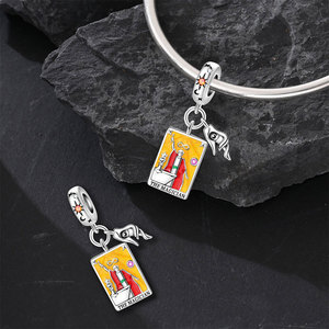 Colgante de la Rueda de la Muerte con Cartas del <span class=keywords><strong>Tarot</strong></span>, Cuentas de Joyería para Pulsera DIY, Bañado en Cobre y Plata, Modelo de Moda W-PAC1817 - Product Image 3