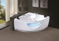 Baignoire d'angle en acrylique blanche avec massage à remous, prix direct d'usine HG, pour 2 personnes