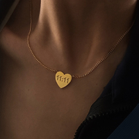 Delicado Collar con Colgante de Corazón con Número de Ángel Grabado 11:11, Joyería de Moda, Collar de Cadena de Acero Inoxidable Chapado en Oro de 18K para Mujer