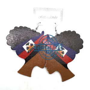 Pendientes de madera 2020 Haiti Girl - Product Image 1