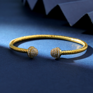 Hot Selling Artic Jewellery Christian Fashion Jewelry <b>925</b> <b>Sterling</b> <b>Silver</b> 18K Yellow Gold Plated Zircon Trendy Cuff <b>Bracelet</b> - Product Image 6