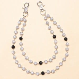 Women's Waist Chain <b>Ceramic</b> Rhinestone Ball Inlaid Double <b>Ring</b> Hip Hop Style Daily Wear Body Chain - Product Image 6