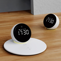 Draadloze Oplader Haan Voor Slaapkamer Bed Wekker Draadloos Oplaadstation Met Witte Ruis Bt Speaker Digitale Klok