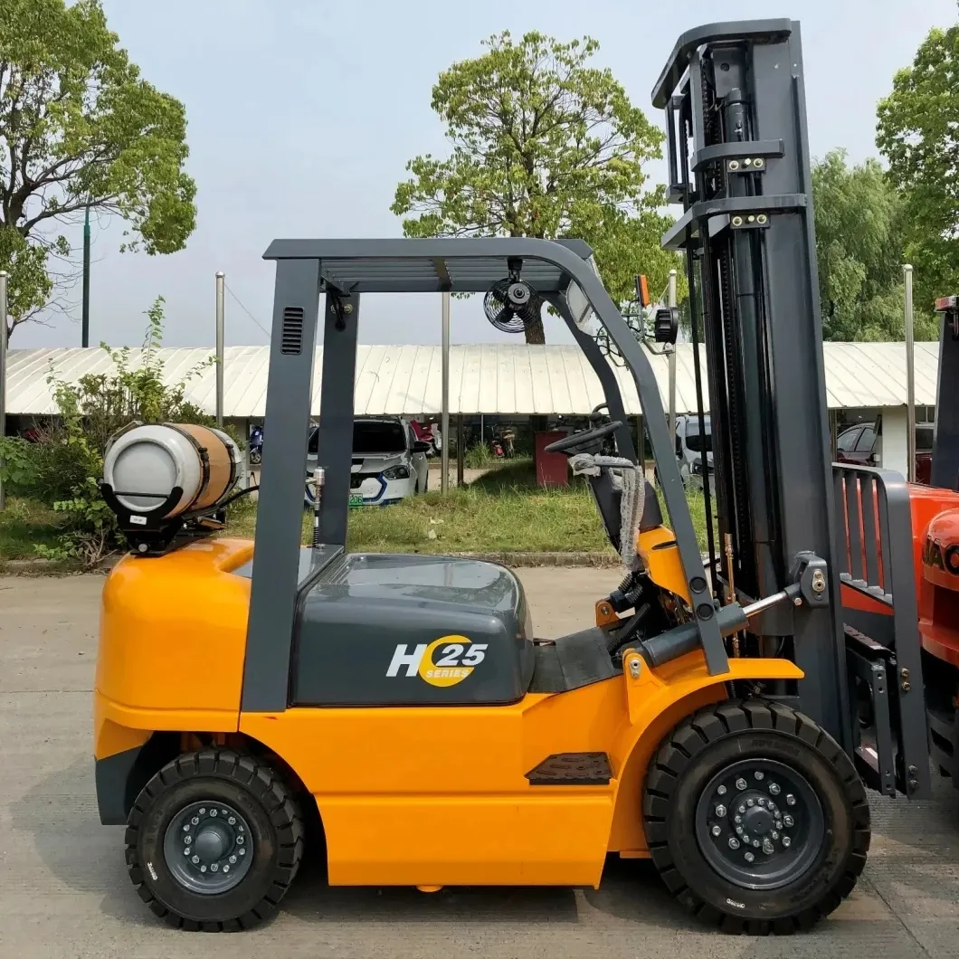 Gasoline yepyeni 2.5 3 3.5 5 ton oturmak benzin forklift çatalları asansör sınıf lpg forklift katı lastik/kabin/kontrol vanası