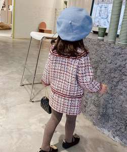 2 piezas conjunto de ropa de otoño ropa de estilo elegante trajes Children'S TELA ESCOCESA chaquetas faldas cortas para la venta - Product Image 5