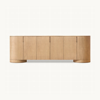 Meuble TV CORTA 4 portes RH en chêne moderne, panneau pliable, console multimédia incurvée en bois massif vieilli pour salon