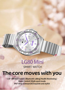 Jam Tangan Wanita LG80 MINI Bodi Logam 3 Tali Layar AMOLED HD Tahan Air IP68 Kalender Pelacak Kebugaran Menjawab Panggilan Monitor Detak Jantung - Product Image 3