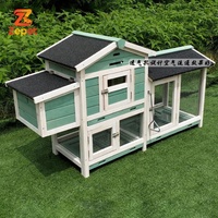 Enclos à lapins en bois cyan spacieux et écologique de qualité supérieure avec fermeture auto-agrippante, motif uni, pour l'élevage de petits animaux en extérieur dans le jardin