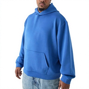 Sweat-shirt à capuche bleu surdimensionné pour homme, 100% coton, lourd, de qualité supérieure, imprimé graphique, streetwear, pull-over, OEM - Product Image 1