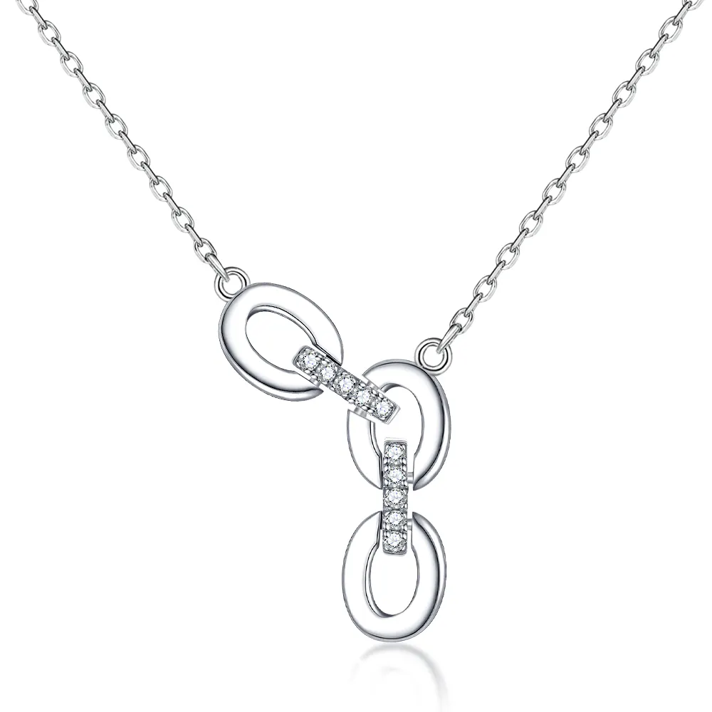 Colgante de cadena personalizado para mujer, de circonia 1,2mm, joyería de rodio chapada en oro blanco, collares de plata de ley 925