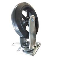 Roulettes pivotantes en caoutchouc pour chariot plat, 8 pouces, 150mm, plaque de Direction de verrouillage de roue, roulette robuste