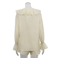 Vêtements à la mode 2025 Beige deux pièces été femmes décontracté à volants Blouse et short ensemble femmes