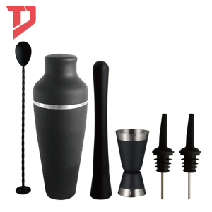 Set da Bar TJMETAL, Shaker per Cocktail in Nero Opaco Francese, 8 Pezzi |   Utensili da Bar Eleganti |   Eleganza del Cocktail Shaker - Product Image 3
