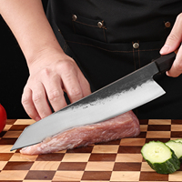 Couteaux de cuisine de chef Gyuto japonais forgés à la main de 9 pouces avec manche en bois de sycomore pour les chefs et la cuisine à domicile rasoir tranchant avec boîte-cadeau