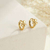 Anting-anting Trendy Litter Girls, Anting-anting Hoop Geometris Bunga Hati Zirkon Mungil, Anti Air, Lapisan Emas, Perhiasan Baja Anti Karat