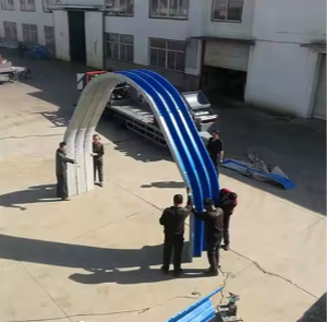 Versand nach USA Arch Sheet Machine/Rahmenlose Hangar Curve Span Machine/Arch Curved Rooing Sheet Fliesen rollen form maschine - Product Image 2