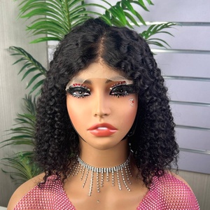 Kinky Curly Wholesale 5x5 Glueless Full Lace Closure <b>Wigs</b> Brazilian Human Hair Small Curly Human Hair Bob <b>Wigs</b> - Product Image 2