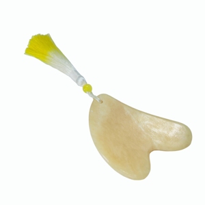 Rose quartz Obsidian Gua sha Massage Tassel pendant Yellow <b>Jade</b> Guasha for face - Product Image 5