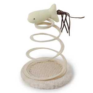 Оптовая продажа: Новая игрушка для кошек и собак — пружинный диск-грызунок из льна, шерсти и металла с аппликацией в виде рыбы для игр - Product Image 3