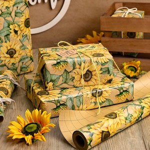 Sunflower <b>Pattern</b> Kraft Gift Wrapping <b>Paper</b> Double Sided Coated Eco-Friendly for Gift and Craft Use - Product Image 2