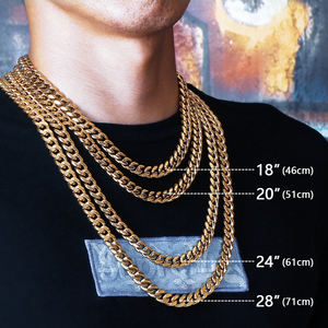 Joyería Hip Hop para Hombre y Mujer de 12 mm, 10 mm y 8 mm, Pulsera de Cadena de Eslabones Cubanos de Acero Inoxidable Chapado en Oro Real de 18k y Collar de Eslabones Cubanos - Product Image 5