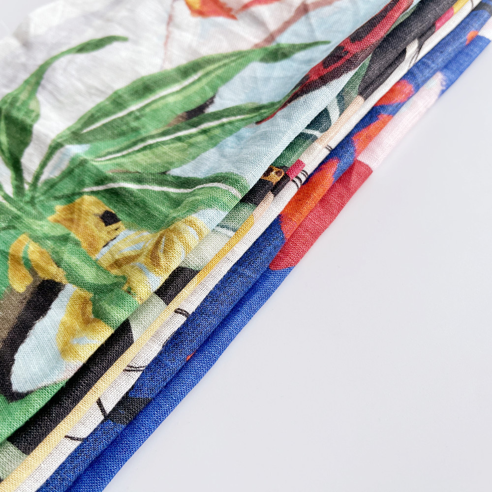 Трафаретная печать пользовательский дизайн 120 gsm 100% льняная простая ткань для летней рубашки