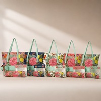 Set de Bolsas de Almacenamiento para Mahjong con Diseño Floral y Frutal, Base Verde Menta, Hebillas de Latón, Ilustraciones de Rosas y Limones, Bolsa Transparente para Accesorios, MAHJ