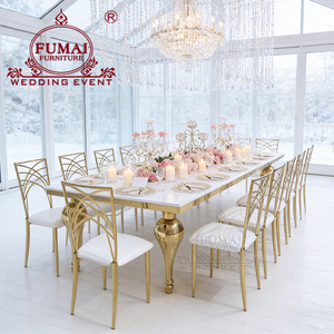 Wedding Party Hotel Rectangle <b>Side</b> Coffee & Dining <b>Table</b> Modern Luxury Stainless Steel <b>Gold</b> MDF Board Outdoor Use - Product Image 3